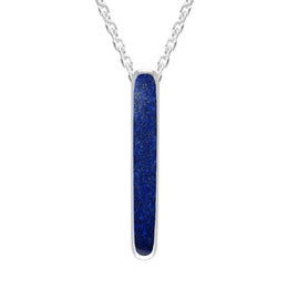 Sterling Silver Lapis Lazuli Lineaire Drop Oval Necklace P2989