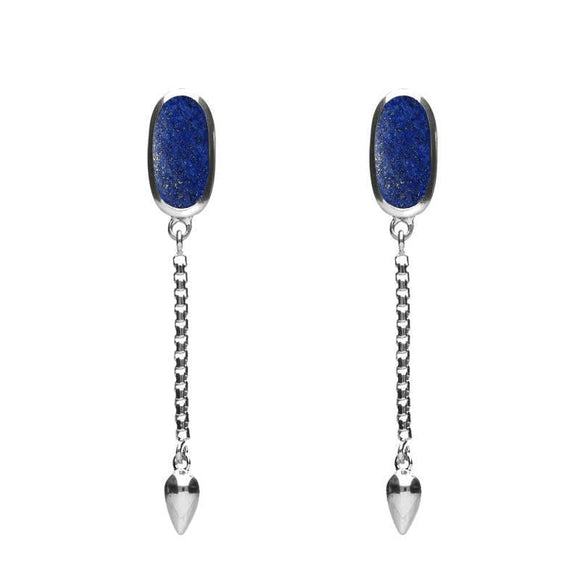 Sterling Silver Lapis Lazuli Lineaire Medium Drop Stud Earrings E2241