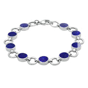 Sterling Silver Lapis Lazuli Nine Stone Round Ring Bracelet. B537.