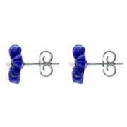Sterling Silver Lapis Lazuli Tuberose Dahlia Stud Earrings, E2155.