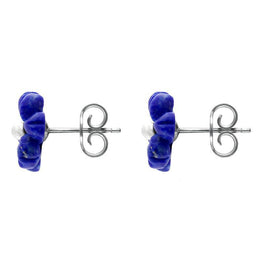 Sterling Silver Lapis Lazuli Tuberose Dahlia Stud Earrings, E2155.