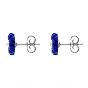 Sterling Silver Lapis Lazuli Tuberose Daisy Stud Earrings, E2161.