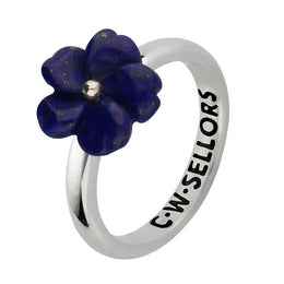 Sterling Silver Lapis Lazuli Tuberose Gypsophila Ring, R998.