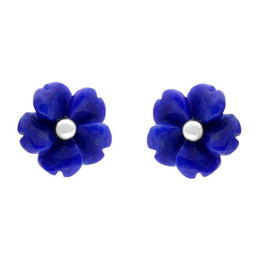 Sterling Silver Lapis Lazuli Tuberose Gypsophila Stud Earrings, E2156.