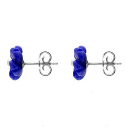 Sterling Silver Lapis Lazuli Tuberose Gypsophila Stud Earrings, E2156.
