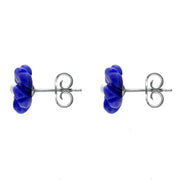 Sterling Silver Lapis Lazuli Tuberose Gypsophila Stud Earrings, E2157.
