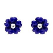 Sterling Silver Lapis Lazuli Tuberose Gypsophila Stud Earrings, E2157.