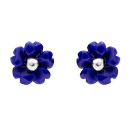 Sterling Silver Lapis Lazuli Tuberose Gypsophila Stud Earrings, E2157.