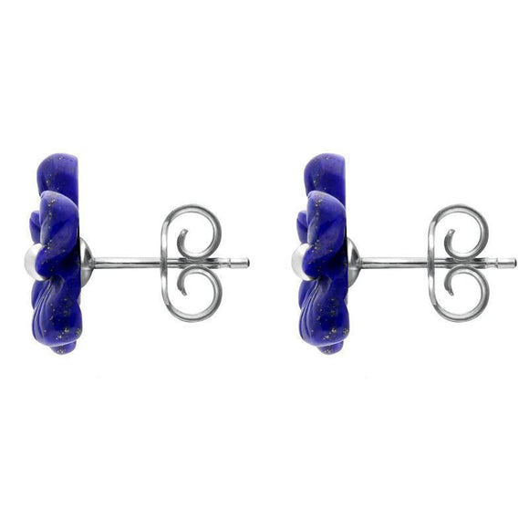 Sterling Silver Lapis Lazuli Tuberose Pansy Stud Earrings, E2153.