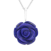 Sterling Silver Lapis Lazuli Tuberose Rose Necklace, P2849.