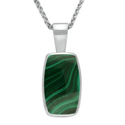 Sterling Silver Malachite Barrel Shaped Necklace, P025.