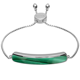 Sterling Silver Malachite Lineaire Long Bracelet B1071.