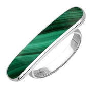 Sterling Silver Malachite Lineaire Long Oval Ring R1005