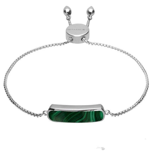 Sterling Silver Malachite Lineaire Petite Bracelet B1072.