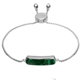 Sterling Silver Malachite Lineaire Petite Bracelet B1072.