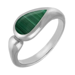 Sterling Silver Malachite Toscana Offset Teardrop Ring, R514