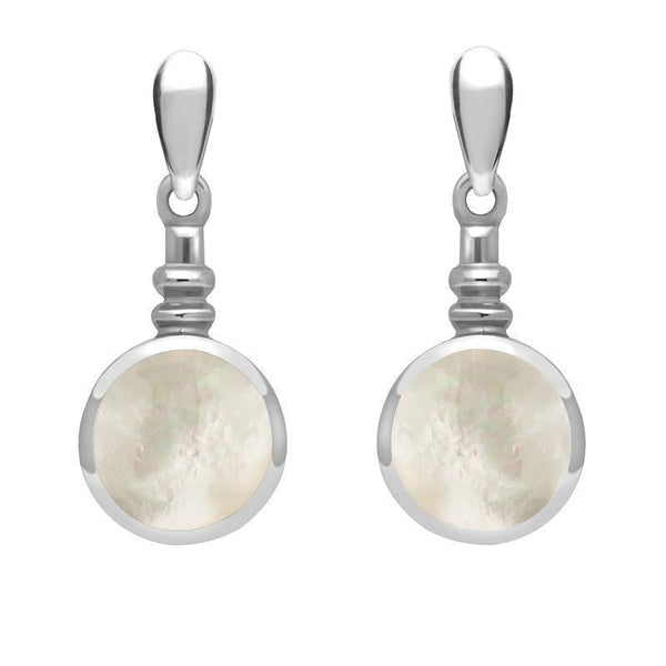 Sterling Silver Mother of Pearl Bottle Top Drop Earrings E054