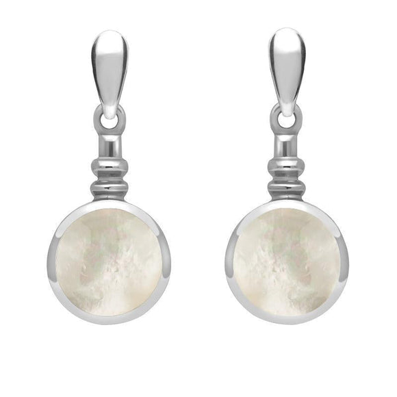 Sterling Silver Mother of Pearl Bottle Top Drop Earrings E054
