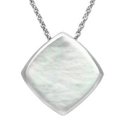 Sterling Silver Mother of Pearl Cushion Necklace. P1474.