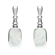Sterling Silver Mother of Pearl Oblong Bottle Top Drop Earrings. E055.