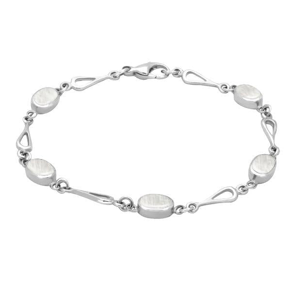 Sterling Silver Mother of Pearl Oval Spoon Bracelet. B231.