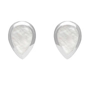 Sterling Silver Mother of Pearl Small Teardrop Stud Earrings. E768.