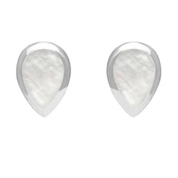 Sterling Silver Mother of Pearl Small Teardrop Stud Earrings. E768.