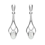 Sterling Silver Mother of Pearl Spoon Drop Earrings. E138.