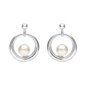 Sterling Silver Pearl Circle Stud Earrings. E1891.