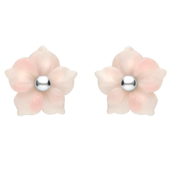 Sterling Silver Pink Conch Tuberose Carnation Stud Earrings E2162