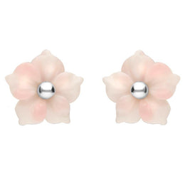 Sterling Silver Pink Conch Tuberose Carnation Stud Earrings E2162