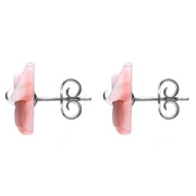 Sterling Silver Pink Conch Tuberose Clover Stud Earrings E2159