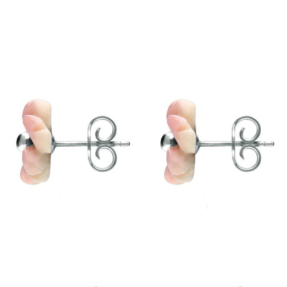 Sterling Silver Pink Conch Tuberose Gypsophila Stud Earrings, E2156.