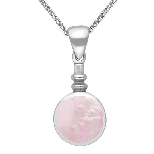 Sterling Silver Pink Mother of Pearl Bottle Top Necklace P010
