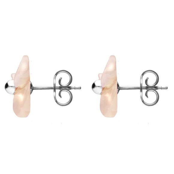 Sterling Silver Pink Mother of Pearl Clover Tuberose Stud Earrings, E2159