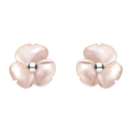 Sterling Silver Pink Mother of Pearl Clover Tuberose Stud Earrings, E2159