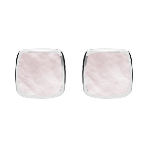 Sterling Silver Pink Mother of Pearl Cushion Stud Earrings. E279.