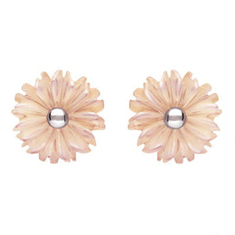 Sterling Silver Pink Mother of Pearl Daisy Tuberose Stud Earrings, E2161