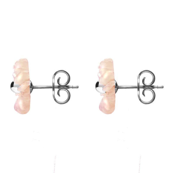 Sterling Silver Pink Mother of Pearl Daisy Tuberose Stud Earrings, E2161