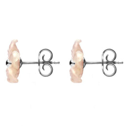 Sterling Silver Pink Mother of Pearl Tuberose Pansy Stud Earrings, E2153