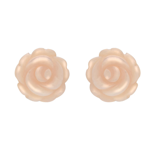 Sterling Silver Pink Mother of Pearl Large Rose Tuberose Stud Earrings, E2150