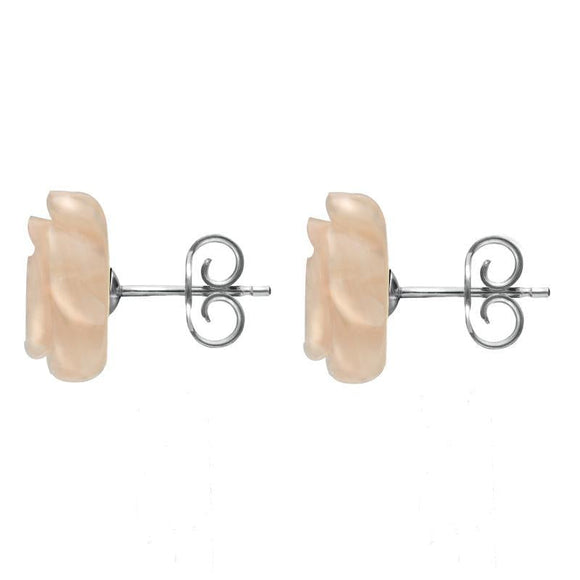 Sterling Silver Pink Mother of Pearl Large Rose Tuberose Stud Earrings, E2150