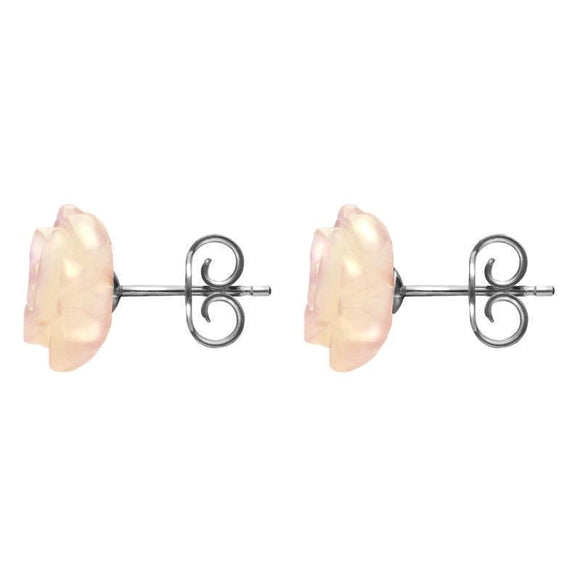 Sterling Silver Pink Mother of Pearl Small Rose Tuberose Stud Earrings, E2161