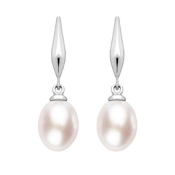Sterling Silver Pink Pearl Drop Earrings, E1353.