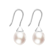 Sterling Silver Pink Pearl Hook Drop Earrings, E1357.