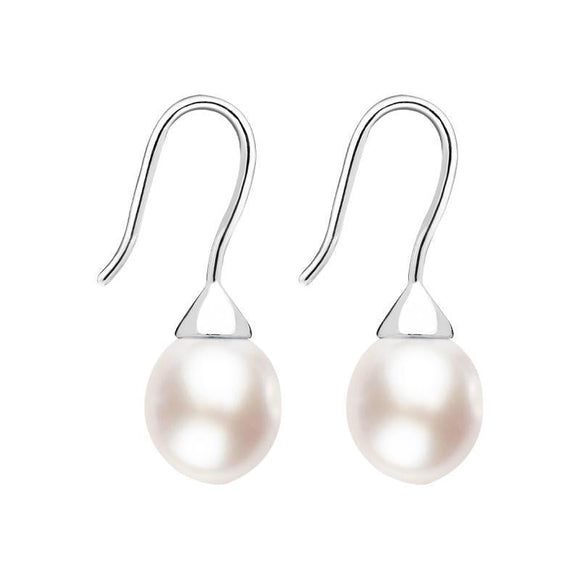 Sterling Silver Pink Pearl Hook Drop Earrings, E1357.
