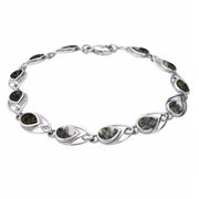 Sterling Silver Preseli Bluestone Celtic Twelve Stone Pear Bracelet. B599.