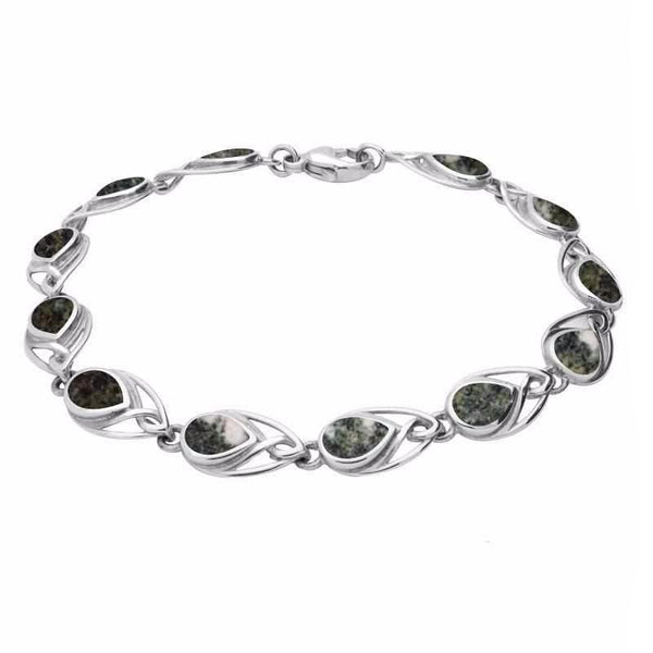 Sterling Silver Preseli Bluestone Celtic Twelve Stone Pear Bracelet. B599.