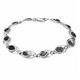 Sterling Silver Preseli Bluestone Celtic Twelve Stone Pear Bracelet. B599.
