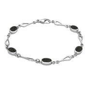 Sterling Silver Preseli Bluestone Spoon Link Bracelet, B231.
